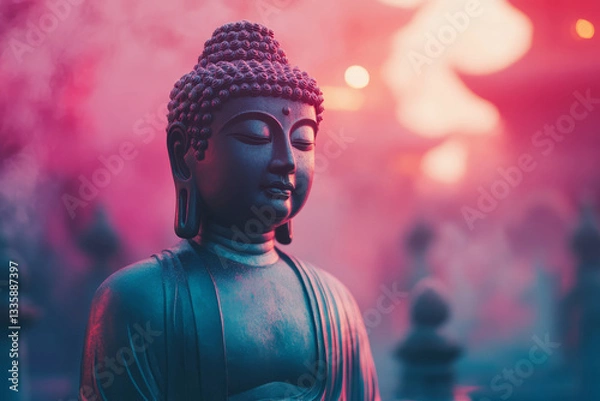 Obraz Statue of Buddha in Thailand. Buddha Purnima, Vesak day background