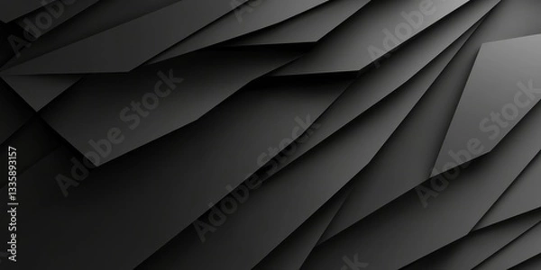 Obraz Black Abstract Geometric Layers with Shadowed Depth