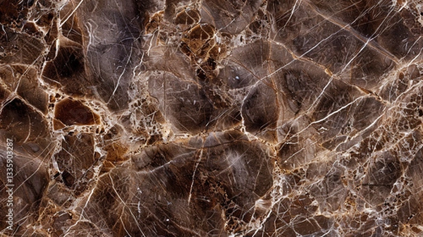 Fototapeta Emperador Dark Brown marble, rich brown base with intricate light veins, warm and classic for interiors