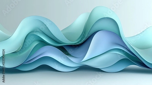 Fototapeta Abstract fluid waves, pastel colors, 3D design, for background use