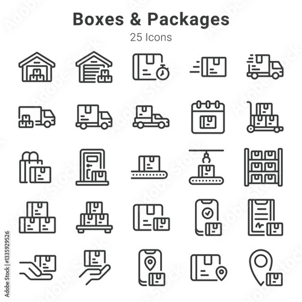 Fototapeta 25 icon collections about boxes, packages and related topics