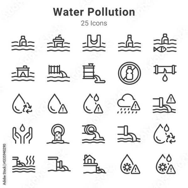 Fototapeta 25 icon collections about water pollution and related topics