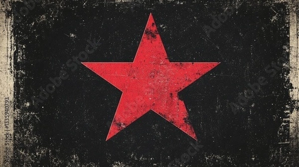 Fototapeta Vintage Red Star Flag Background