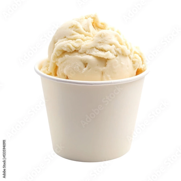 Fototapeta vanilla frozen yogurt in takeaway cup isolated on white or transparent background