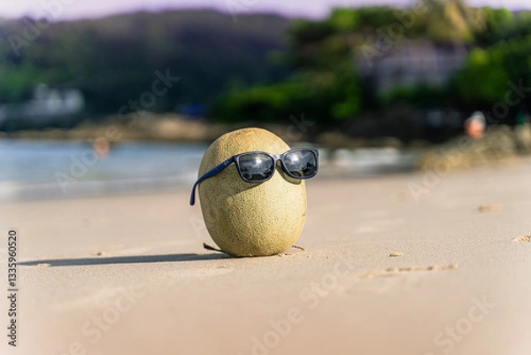 Obraz Halloween idea on the beach,, cantaloupe