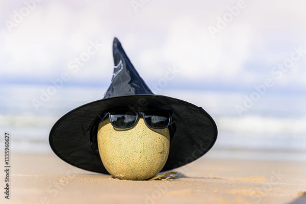 Obraz Halloween idea on the beach,, cantaloupe