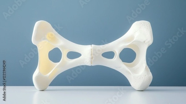 Obraz A white bone model of a human hip joint.