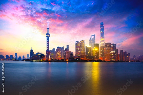 Obraz Shanghai, China city skyline on the Huangpu River.