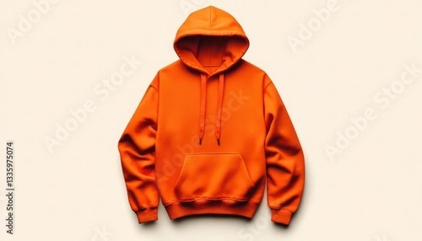 Obraz Bold orange hoodie template shown on a plain cream background sharp lighting