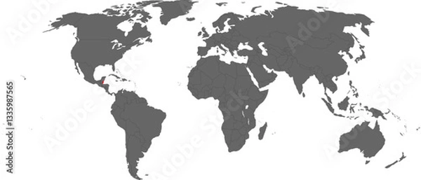 Fototapeta Belize Highlighted on World Map – SVG, PNG, Transparent Background