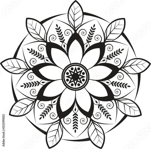 Obraz Round vector black and white Mandala. eps