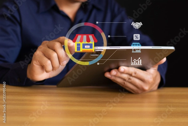 Fototapeta Franchise Business, Franchise Network Marketing Plan for Growth and Expansion, Successful Franchise Business