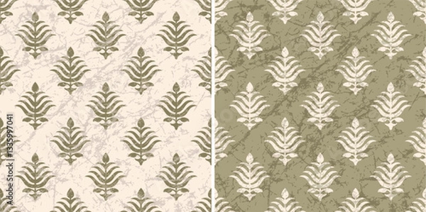 Fototapeta Hashtag CADS Floral block print Pattern. Boho Print. Hand draw Illustrations, Batik Print, Floral Pattern, Print Art. EPS file format. 