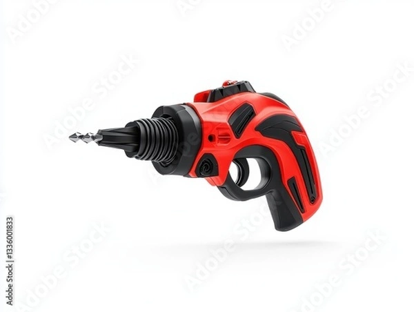 Fototapeta Red and Black Cordless Drill on White Background