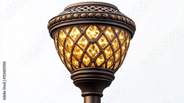 Fototapeta High-quality close-up of a street lamp on a white background, highlighting intricate designs.
