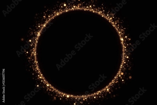 Fototapeta golden circle with sparkles on a black background