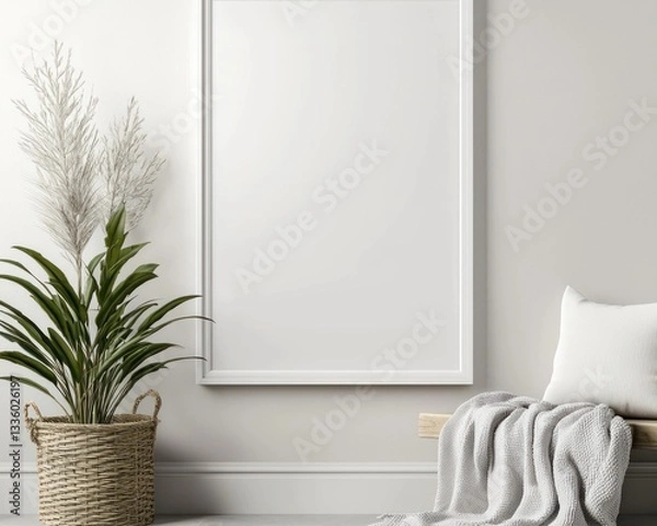 Obraz Minimal entryway with clean lines and white frame backdrop.