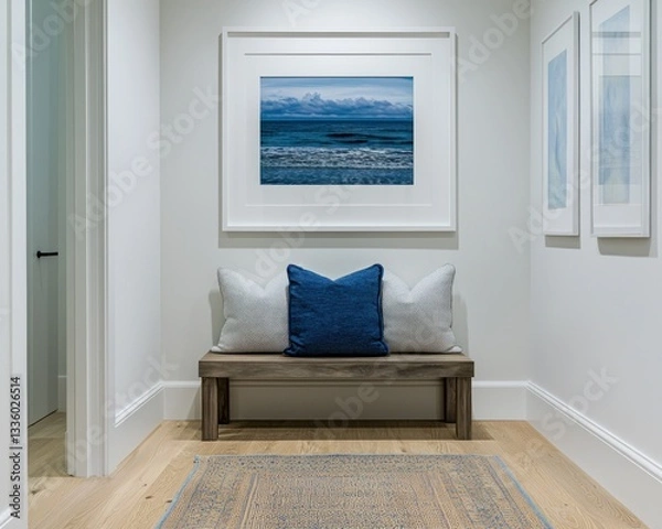 Obraz Minimal entryway with clean lines and white frame backdrop.