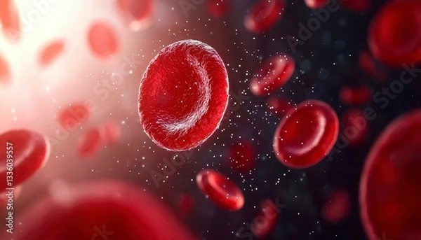 Fototapeta Red Blood Cells Flowing Vividly in the Bloodstream An Essential Component of Circulatory System