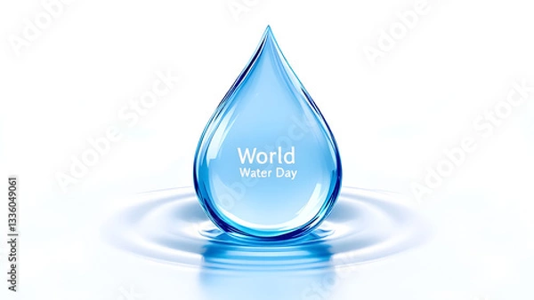 Obraz Minimalistic World Water Day Blue Droplet Icon for Water Conservation Awareness and Global Environmental Campaigns