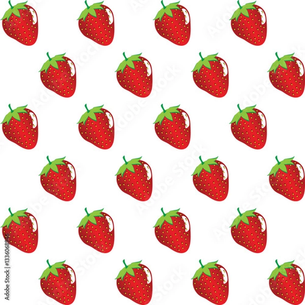 Obraz Strawberry fruit seamless pattern white background retro style illustrator