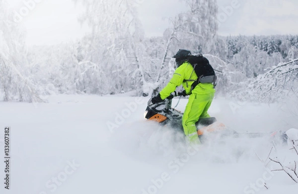 Obraz Man on snowmobile