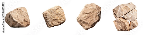 Fototapeta A collection of rugged irregularly shaped rocks and stones of different sizes colors and textures formed by natural geological processes over time