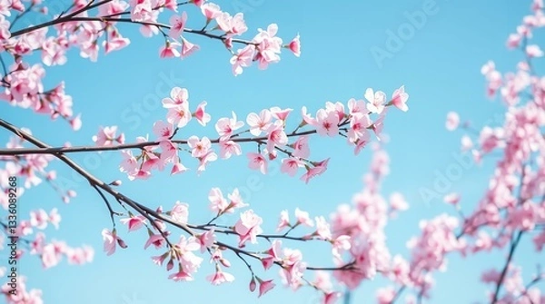 Fototapeta Spring Blossom Photography for Wall Art, Website Banner, Nature Blog, Digital Wallpaper, Greeting Card