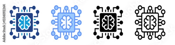 Fototapeta Machine Learning icon set multiple style collection