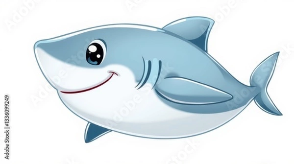Fototapeta "Adorable Cartoon Shark – Playful Marine Character with Big Smile & Friendly Expression"