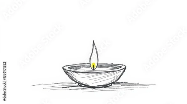 Fototapeta "Minimalist Candle Sketch – Soft Pencil Shading with a Calm, Zen-Like Glow"