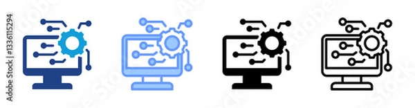 Fototapeta System icon set multiple style collection