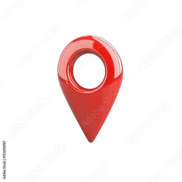 Obraz 3D Red Location Pin Icon on Transparent Background