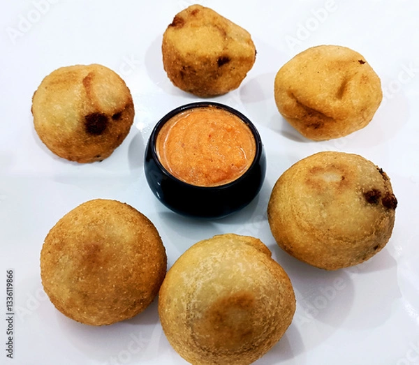Fototapeta Potato croquettes - mashed potatoes balls breaded and deep fried