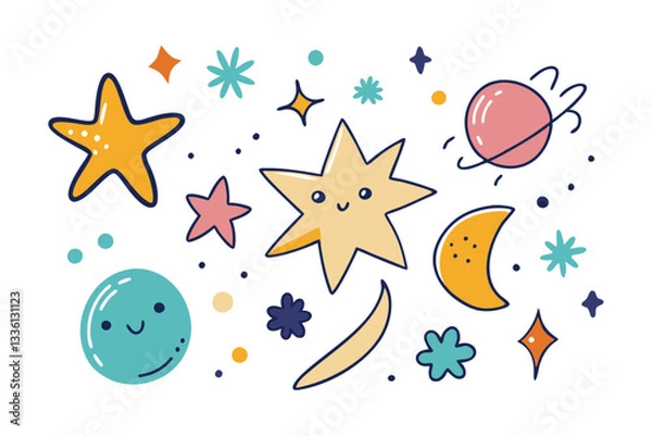 Fototapeta Cute strars vector collections set, many stars clip art and icon, vector illustration