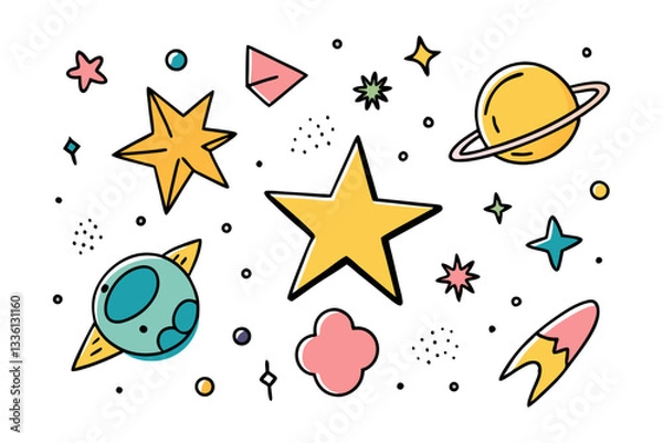 Fototapeta Cute strars vector collections set, many stars clip art and icon, vector illustration