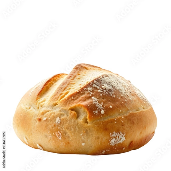 Fototapeta Circular loaf of bread isolated on a white background