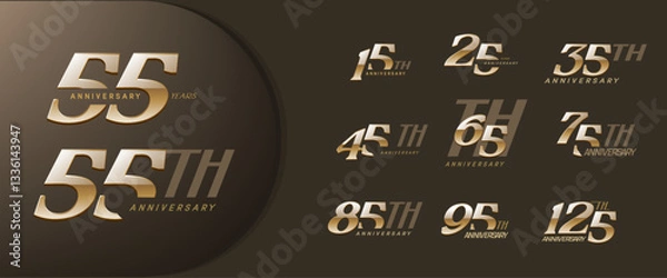 Obraz set of anniversary logo for celebration moment, company profile, booklet, leaflet, magazine, brochure, web, invitation or greeting card