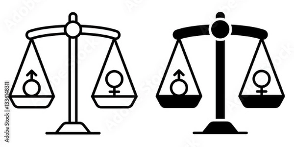 Fototapeta gender equality editable stroke outline icon isolated on white background flat vector illustration, black outline, Pixel perfect