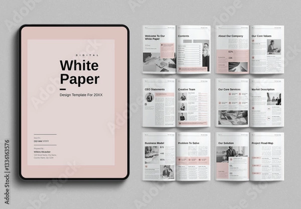 Fototapeta Digital White Paper Template