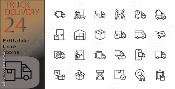 Fototapeta truck delivery Line  Icons set cannot be edited already expanded and merged