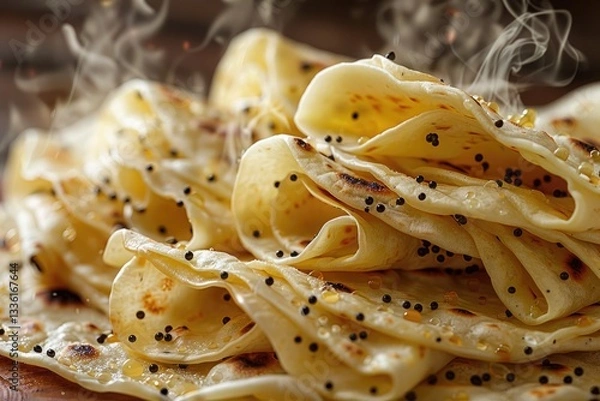 Fototapeta Soft Fluffy Flour Tortillas Folded and Stacked