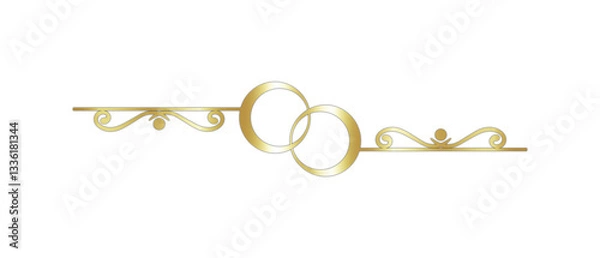 Fototapeta Classic, Elegant, and Glossy Gold Text Divider – Isolated on White.