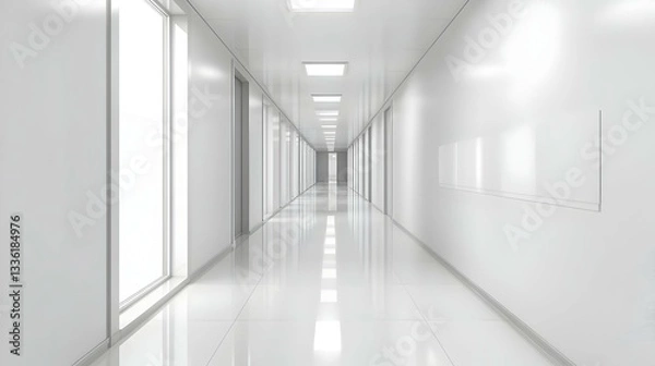 Obraz A contemporary white office corridor features