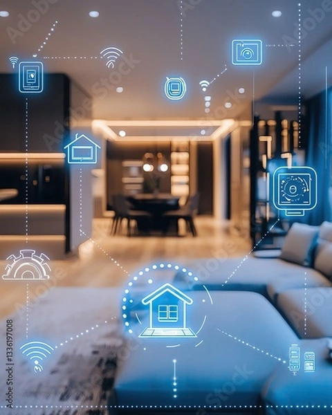 Fototapeta digital connection Smart Home and IoT Connectivity