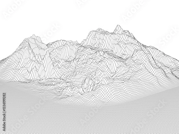 Obraz 立体地形　ワイヤーフレームイメージ　バックグラウンド　ベクターイラストレーション