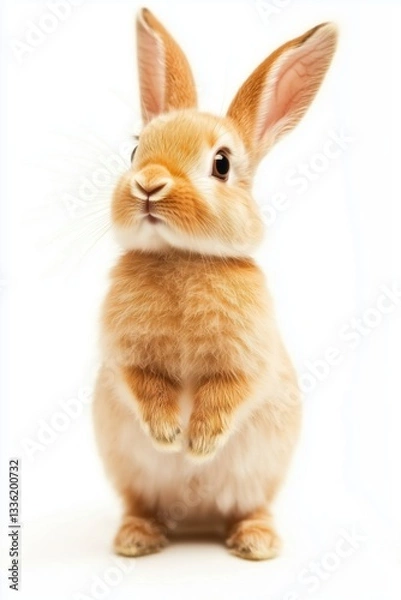 Fototapeta Cute Little rabbit on white background