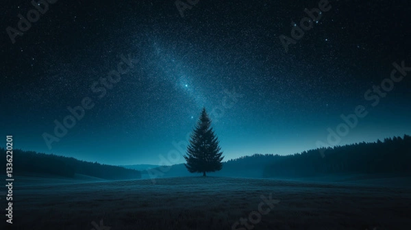 Fototapeta darkness of a new moon night sky is subtly illuminated by a faint glimmer of starlight creating a mysterious and atmospheric scene Wallpaper Desktop