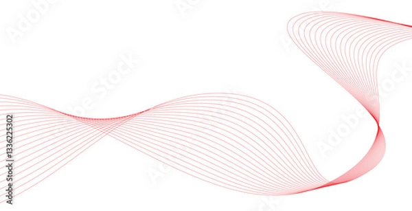 Fototapeta red line wave and abstract white background