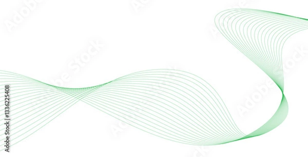 Fototapeta green line wave and abstract white background
